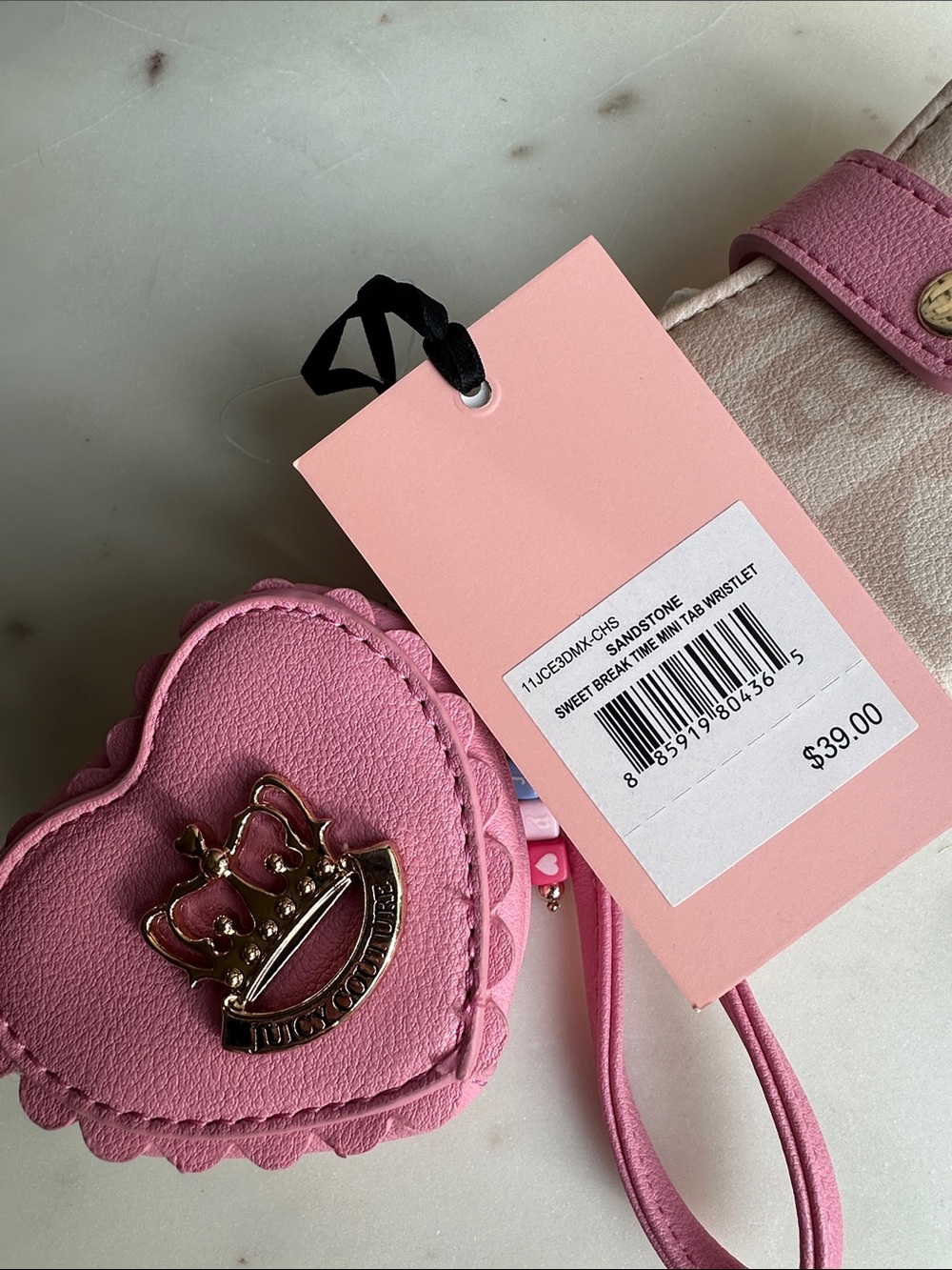 Juicy Couture Pink Two-Piece Wristlet Set with Heart Charm - Picture 2 of 5